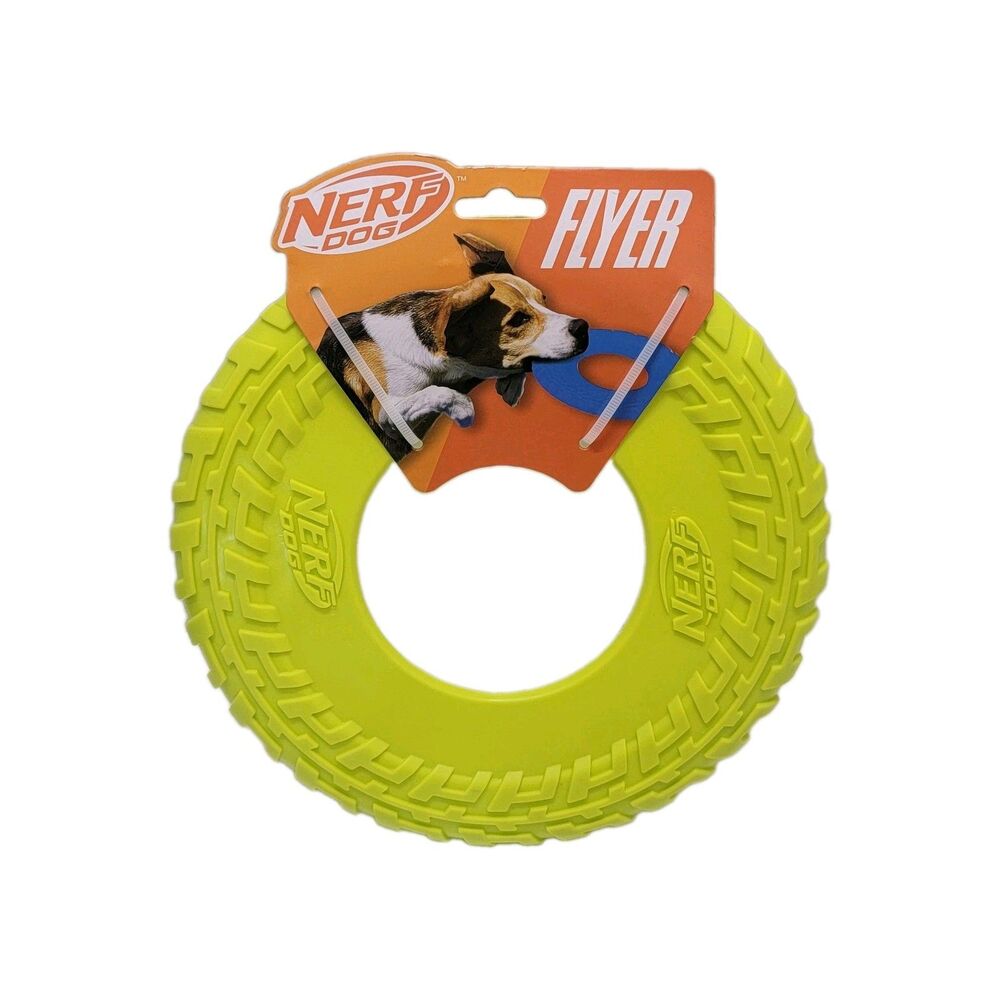 Durable Nerf Dog Flyer Ring Toy Fetch Disc Lightweight Interactive Dog Toy